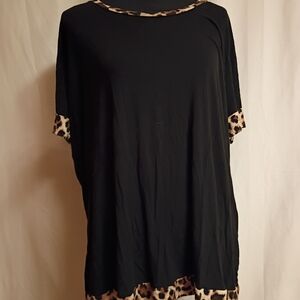 Elegant Black Top with Leopard Accents
